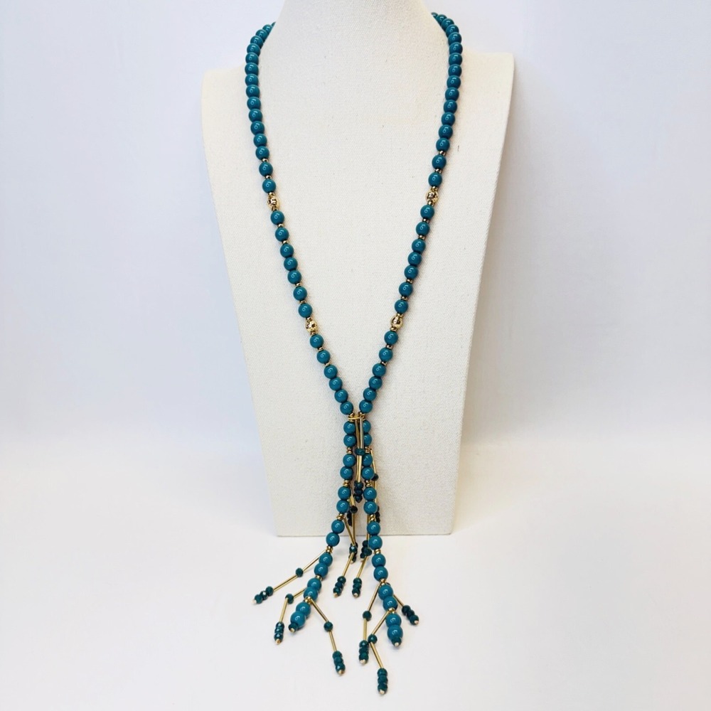 Zenzii Y-Drop Necklace Artsy Beaded‎ Gold-Tone Long Length